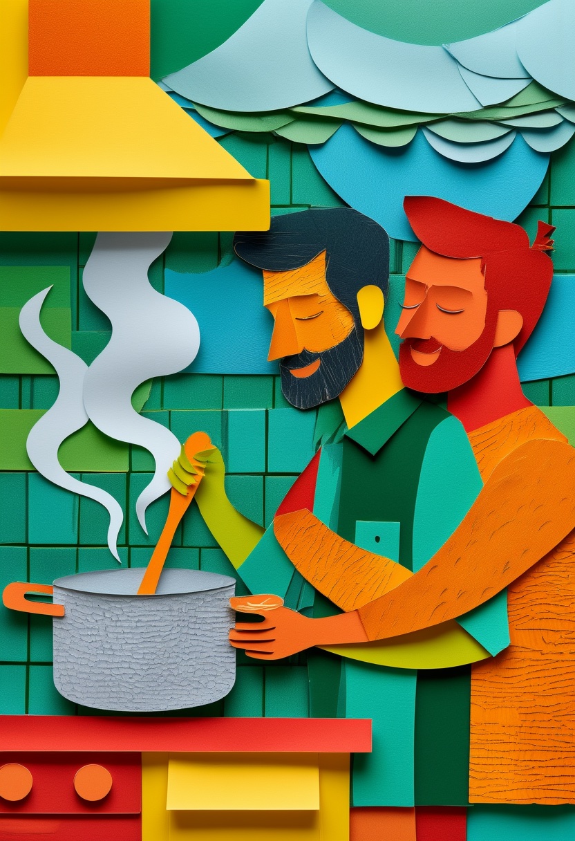 Kitchen Embrace with Steaming Pot