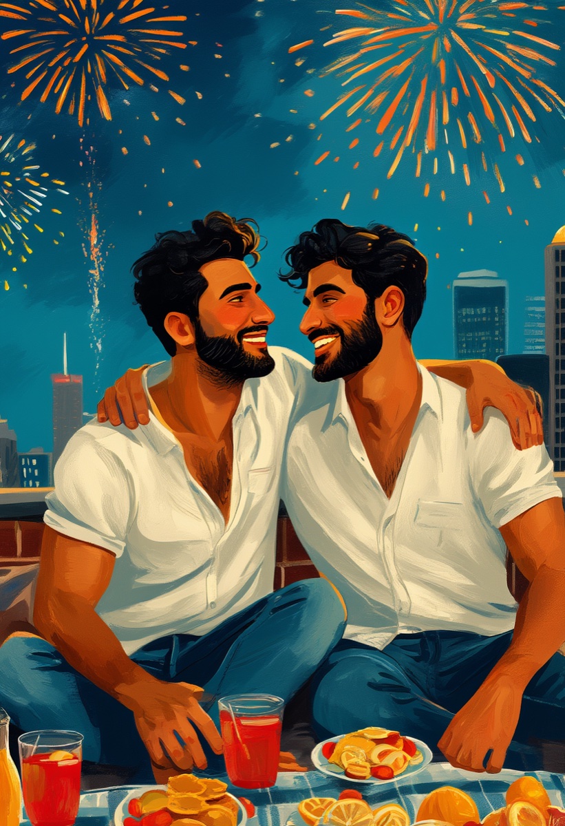 Rooftop Fireworks Card
