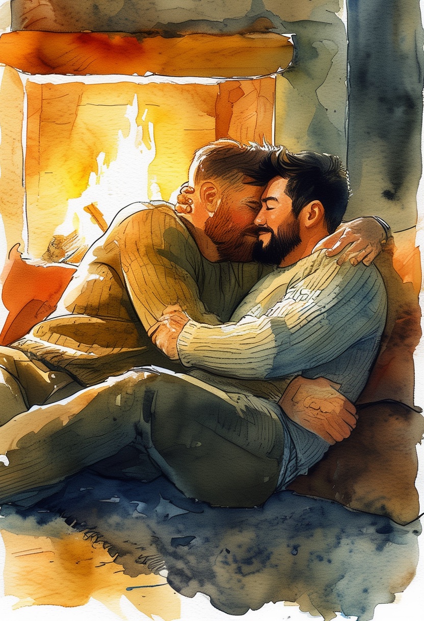 Rugged Embrace by Firelight