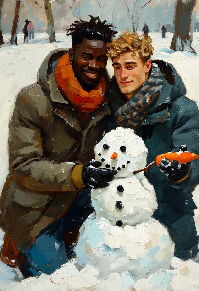 Snowman Carrot Winter Embrace