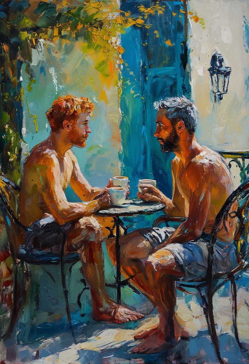 Sunlit Balcony Coffee Embrace