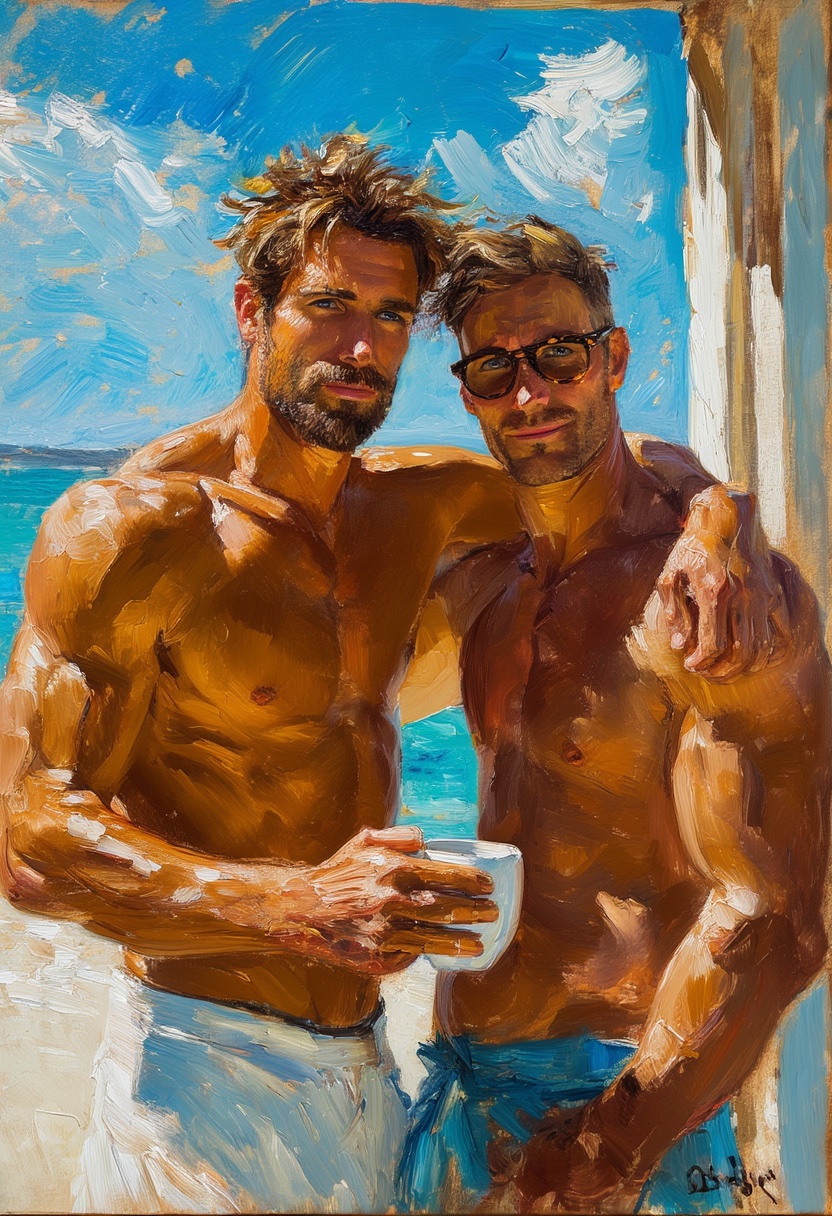 Sunlit Beachside Embrace
