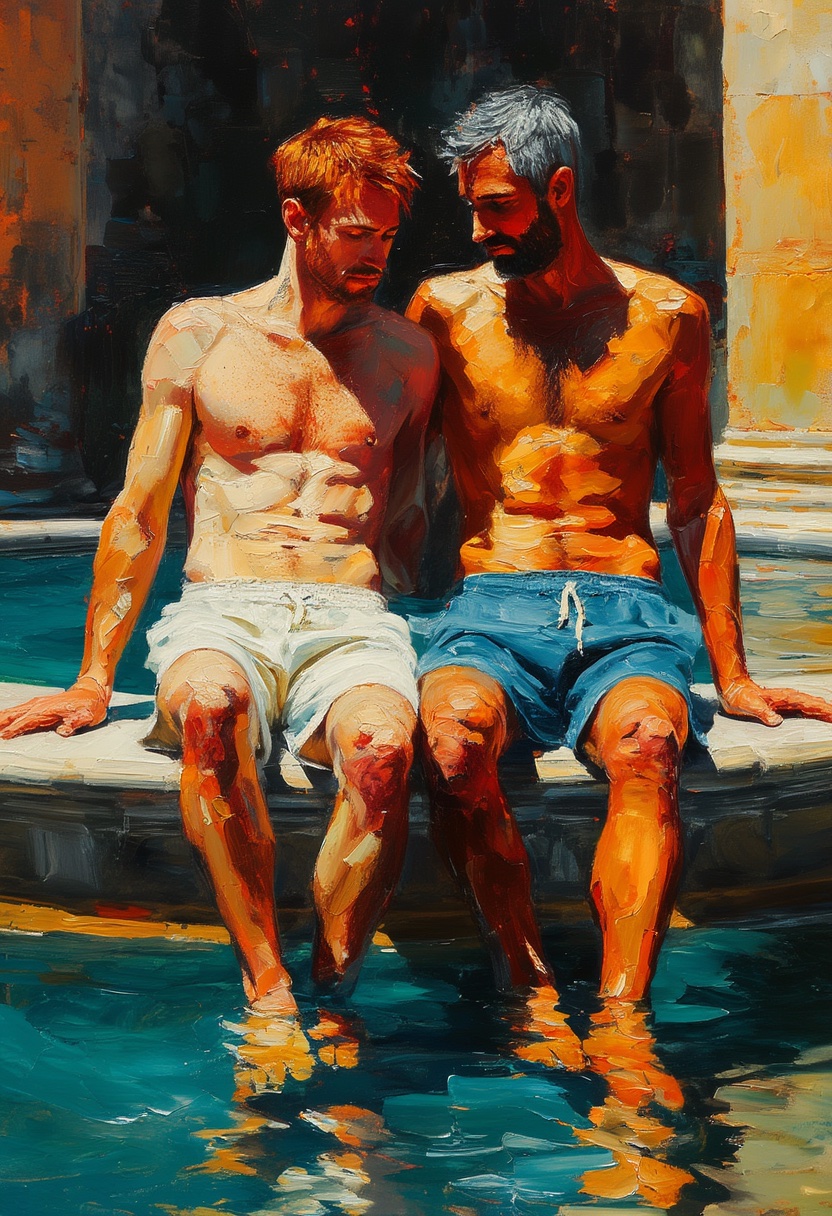Sunlit Fountain Bathers