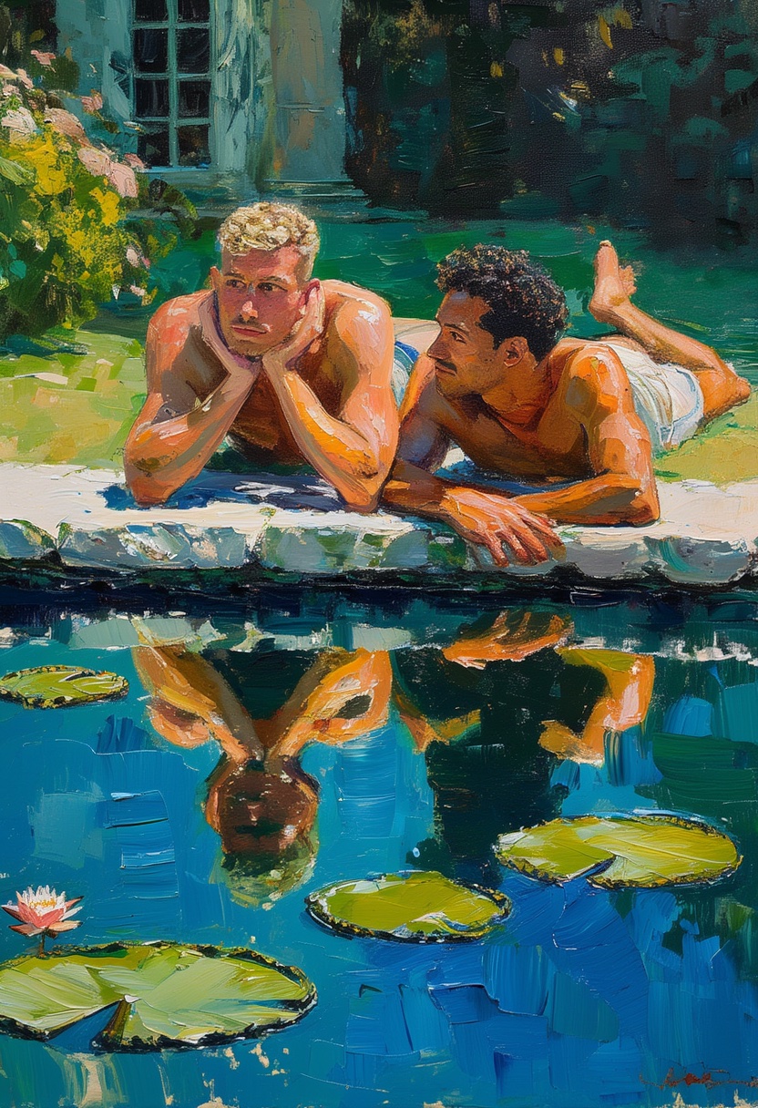 Sunlit Stone Pond Musings