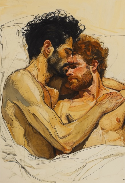 Expressionist Embrace in Umber