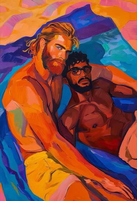 Sunlit Beachside Embrace