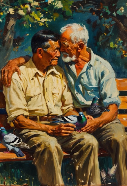 Vintage Park Bench Embrace