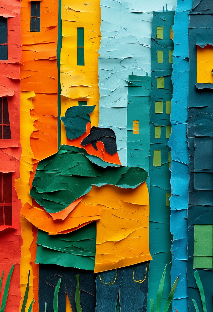 Vibrant Collage Embrace