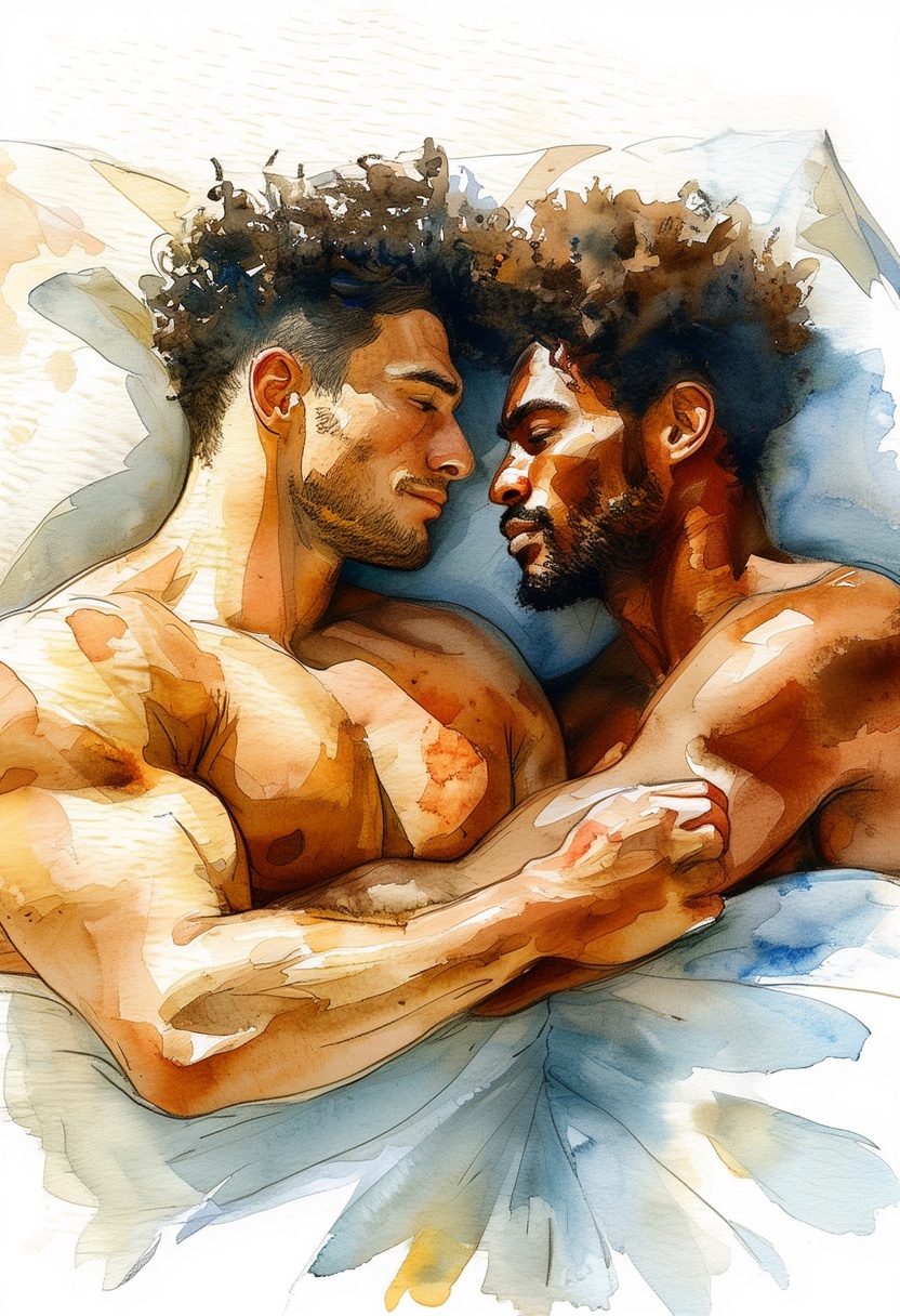 Watercolor Embrace Mediterranean Love